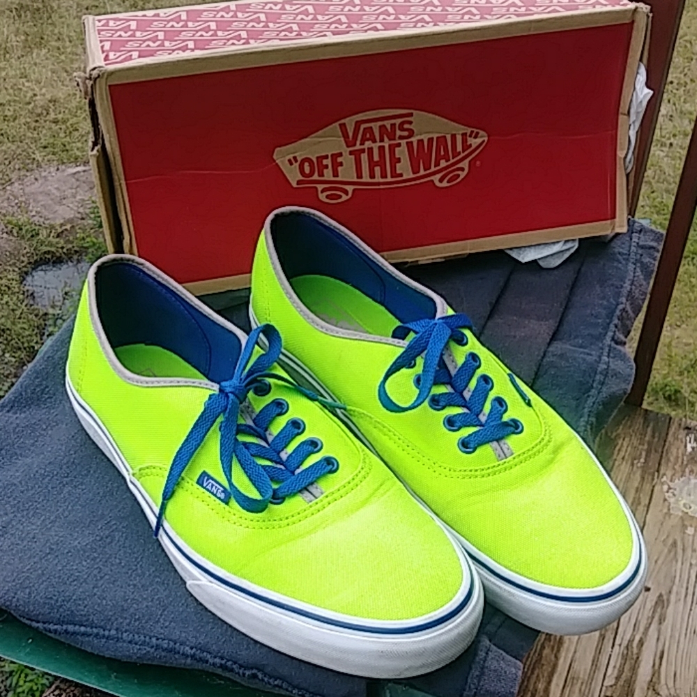 Vans size 11 bright neon green and blue